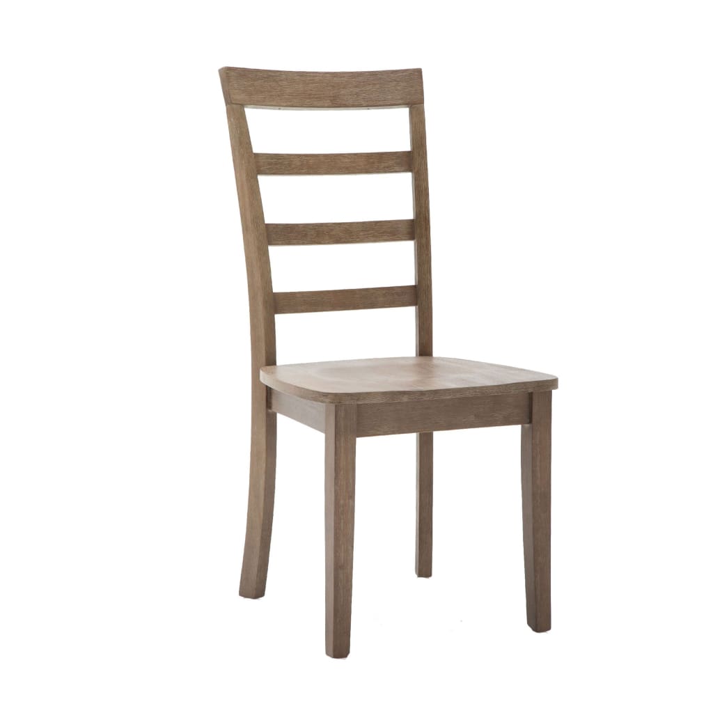 Moe 18 Inch Wood Dining Chair, Ladder Back, Set of 2, Brushed Brown - BM274319