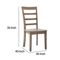 Moe 18 Inch Wood Dining Chair, Ladder Back, Set of 2, Brushed Brown - BM274319