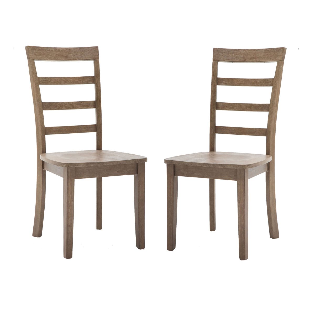 Moe 18 Inch Wood Dining Chair, Ladder Back, Set of 2, Brushed Brown - BM274319