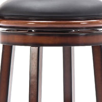 Pal 29 Inch Swivel Bar Stool, Solid Wood, Rich Bonded Leather, Brown - BM274338