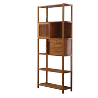 Axa 68 Inch Bamboo Right Facing Open Bookcase, 2 Cubbies, Shelves, Brown - BM274347