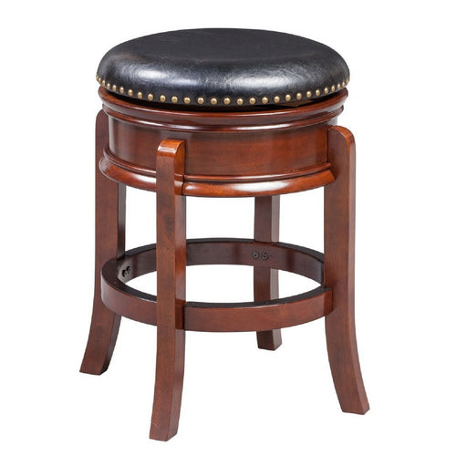 Benjara Sabi 24 inch Swivel Counter Stool, Solid Wood, Faux