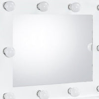 32 Inch Modern Lighted Mirror, 2 Power Outlets, 10 Bulb Sockets, White - BM274648