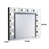 Zaff 32 Inch Lighted Wall Mirror, 12 Bulb Sockets, Faux Diamond Trim,Silver - BM274651