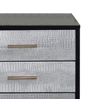 San 19 Inch Glamorous Style Nightstand, 3 Drawers, Black, Silver, Gold - BM274661