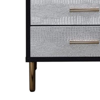 San 19 Inch Glamorous Style Nightstand, 3 Drawers, Black, Silver, Gold - BM274661