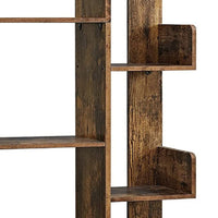 Grace 55 Inch Wood Tree Branch Bookcase, 13 Compartments, Rustic Brown - BM274773