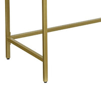 Kin 39 Inch Sofa Console Table, Metal Frame, Tempered Glass Shelves, Gold - BM274786