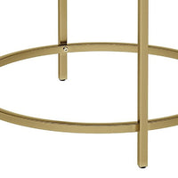 Kin 22 Inch End Table, Round Metal Frame, Tempered Glass Shelf, Gold - BM274787