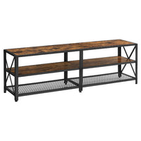 Sam 63 Inch Wood TV Stand Entertainment Center,2 Tier Shelves, Rustic Brown - BM274798