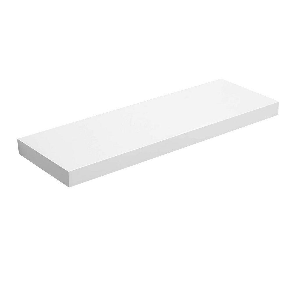 24 Inch Wood Wall Mounted Floating Shelf, Rectangular, White - BM275038