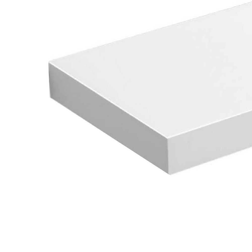 24 Inch Wood Wall Mounted Floating Shelf, Rectangular, White - BM275038