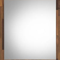 32 Inch Wall Mirror, Rectangular Portrait Plank Wood Frame, Walnut Brown - BM275052