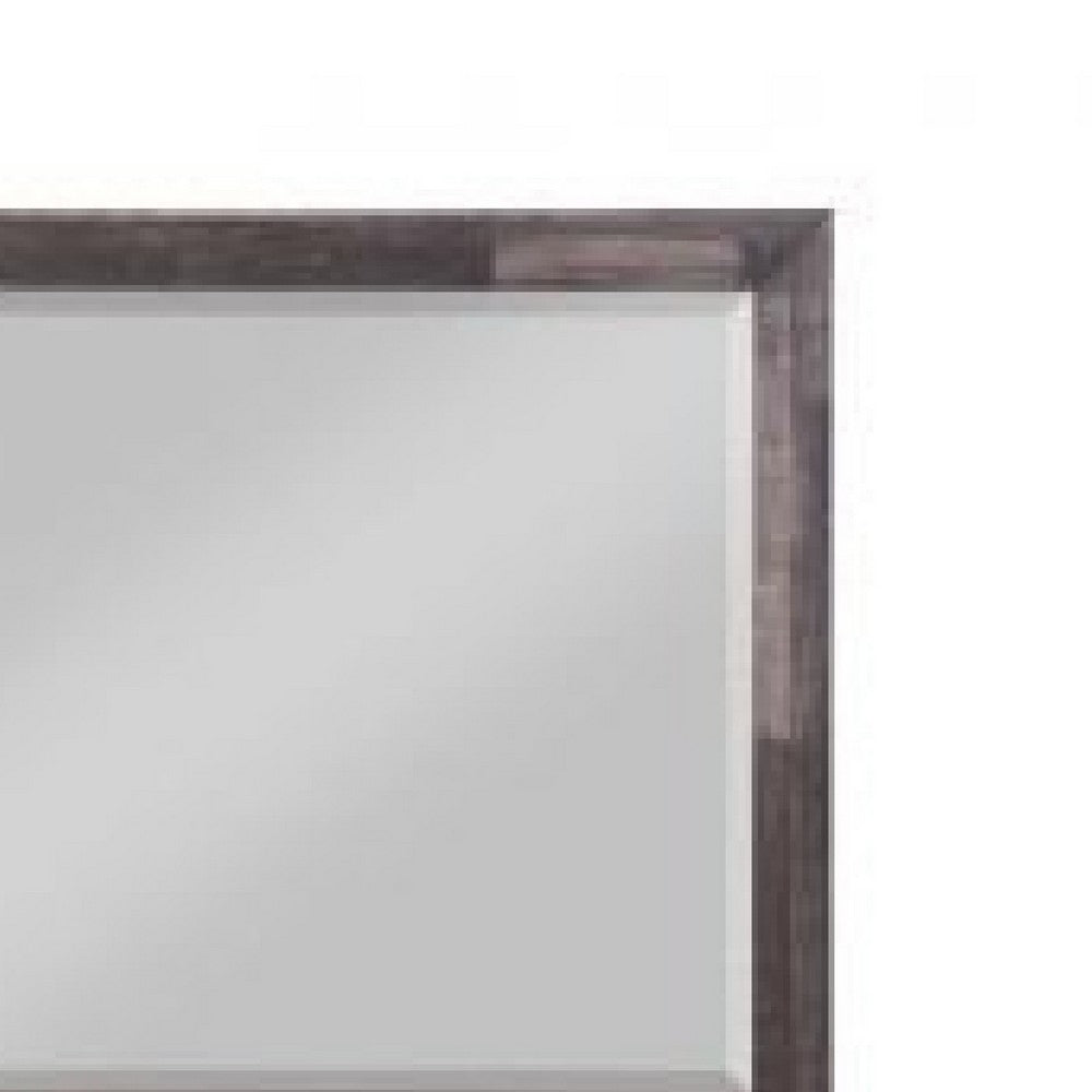 48 Inch Wood Mirror, Landscape, Beveled, Rustic Brown - BM275064