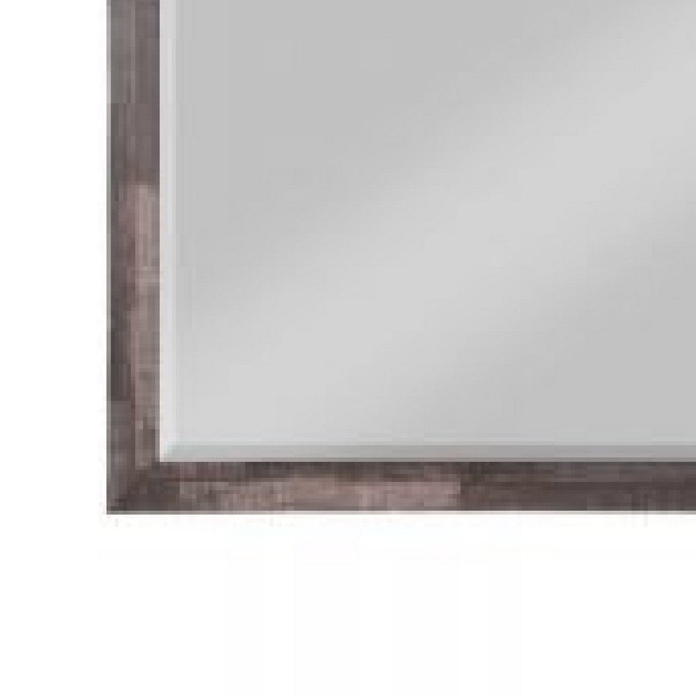 48 Inch Wood Mirror, Landscape, Beveled, Rustic Brown - BM275064