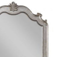 43 Inch Wood Mirror, Scalloped Crown Top, Poly Resin, Silver - BM275065