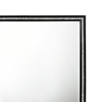 46 Inch Solid Wood Mirror, Shimmering Silver Accent, Landscape, Black - BM275075