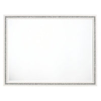 46 Inch Solid Wood Mirror, Shimmering Silver Accent, Landscape, White - BM275076