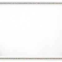 46 Inch Solid Wood Mirror, Shimmering Silver Accent, Landscape, White - BM275076