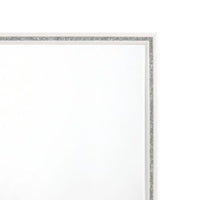 46 Inch Solid Wood Mirror, Shimmering Silver Accent, Landscape, White - BM275076