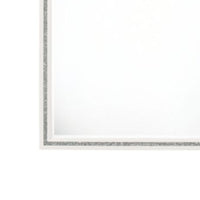 46 Inch Solid Wood Mirror, Shimmering Silver Accent, Landscape, White - BM275076