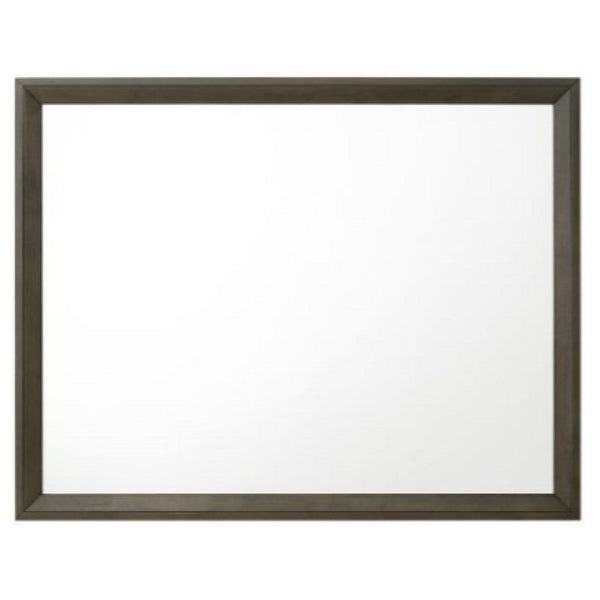 45 Inch Solid Wood Mirror, Rectangular, Landscape, Rustic Gray - BM275077