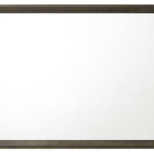 45 Inch Solid Wood Mirror, Rectangular, Landscape, Rustic Gray - BM275077