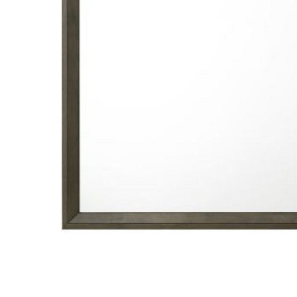 45 Inch Solid Wood Mirror, Rectangular, Landscape, Rustic Gray - BM275077