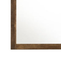 35 Inch Solid Wood Mirror, Square, Rustic Oak Brown - BM275078