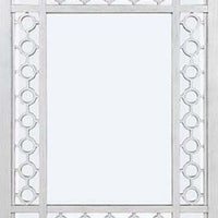 40 Inch Ornate Wood Mirror, Portrait, Round Cut Out Design, White - BM275088