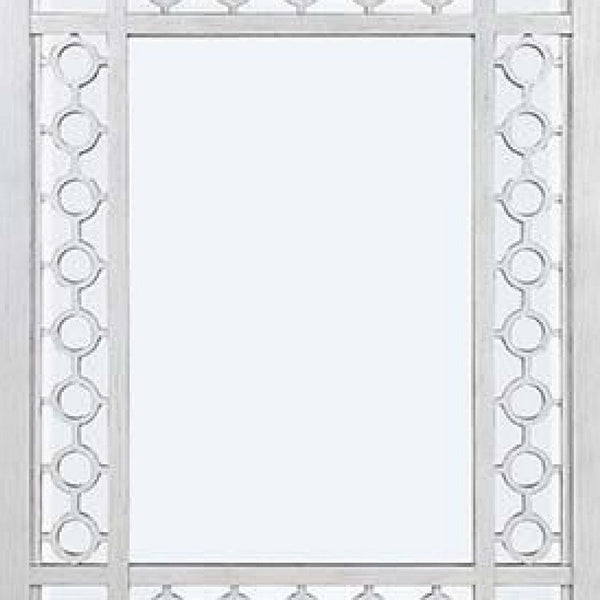 40 Inch Ornate Wood Mirror, Portrait, Round Cut Out Design, White - BM275088