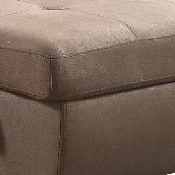 40 Inch Storage Fabric Ottoman, Block Feet, Taupe Brown - BM275506