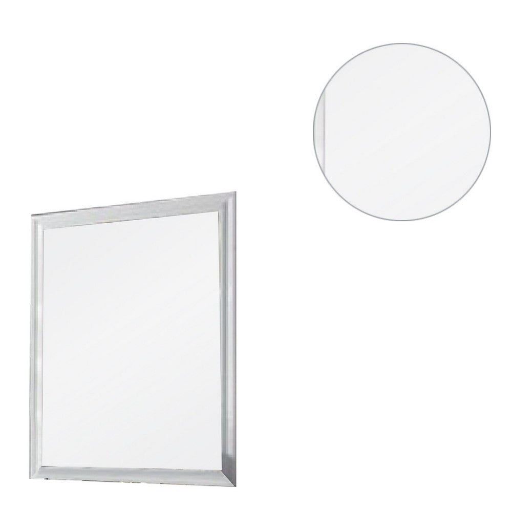 Tyra 39 Inch Wall Mirror, Rectangular Wood Frame, White - BM275523