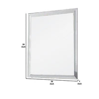 Tyra 39 Inch Wall Mirror, Rectangular Wood Frame, White - BM275523