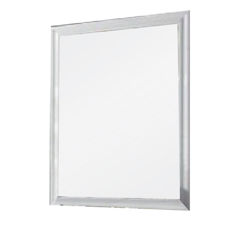 Tyra 39 Inch Wall Mirror, Rectangular Wood Frame, White - BM275523