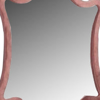 Sin 43 Inch Modern Mirror with Scalloped Wood Frame, Velvet, Pink - BM275664