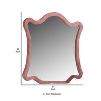 Sin 43 Inch Modern Mirror with Scalloped Wood Frame, Velvet, Pink - BM275664