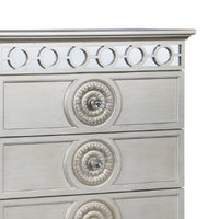 Nic 54 Inch Modern Tall Dresser Chest, 5 Drawers, Round Knobs, Silver - BM275684