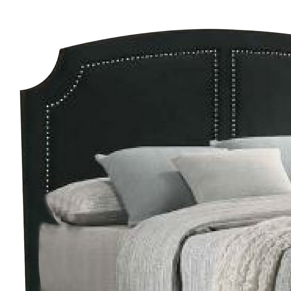Lily Platform King Upholstered Bed, Padded Headboard, Black, Gold - BM275735