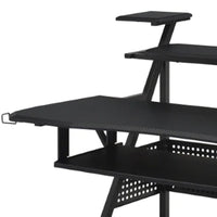 Gia 67 Inch Music Desk Studio Workstation, Keyboard Tray, Shelves, Black - BM276200