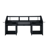 71 Inch Wood Music Studio Desk, Keyboard Tray, Monitor Top, Black - BM276204