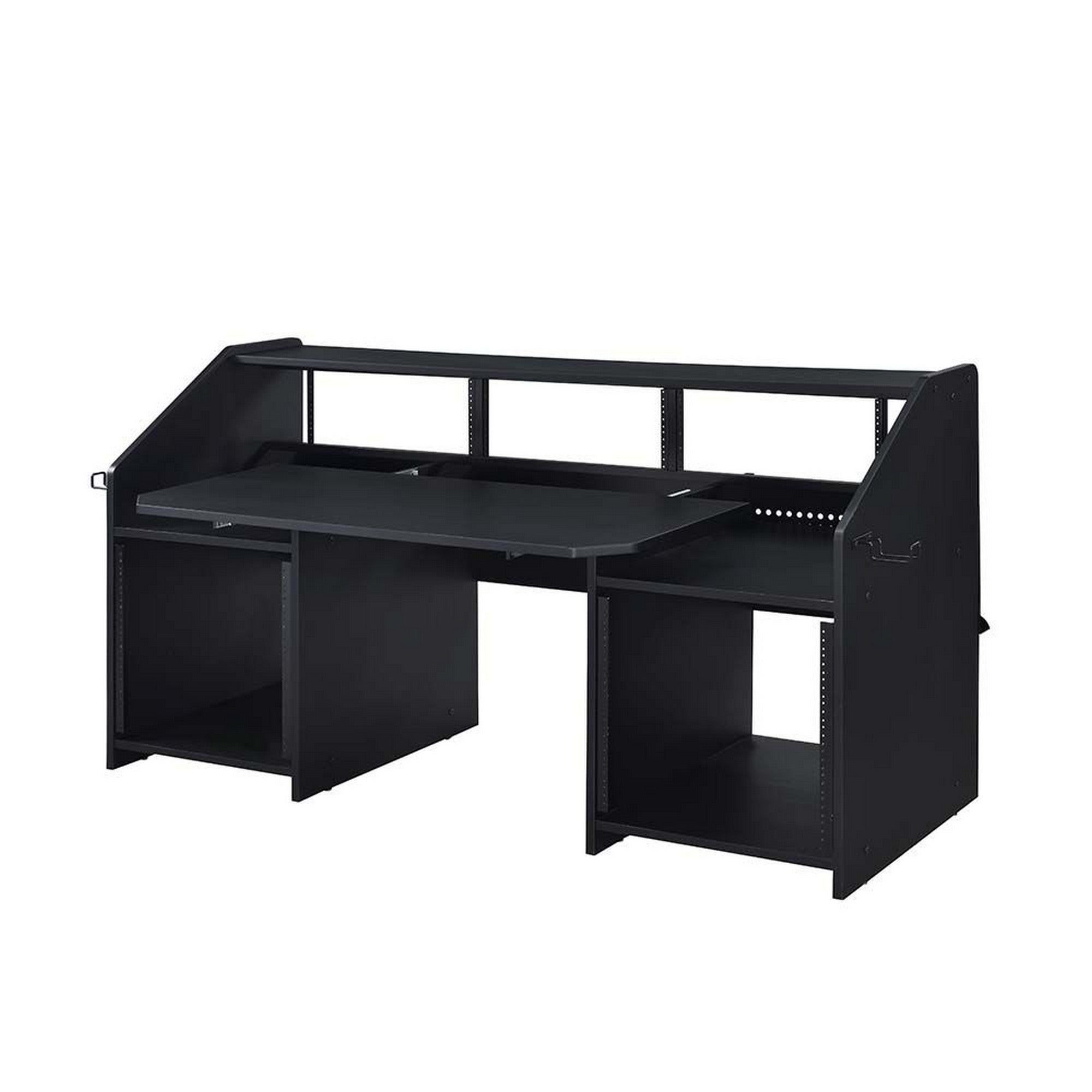 Benzara 71 Inch Wood Music Studio Desk, Keyboard Tray