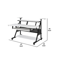 Gia 67 Inch Music Desk Workstation, Speaker Shelf, Keyboard Tray, White - BM276207