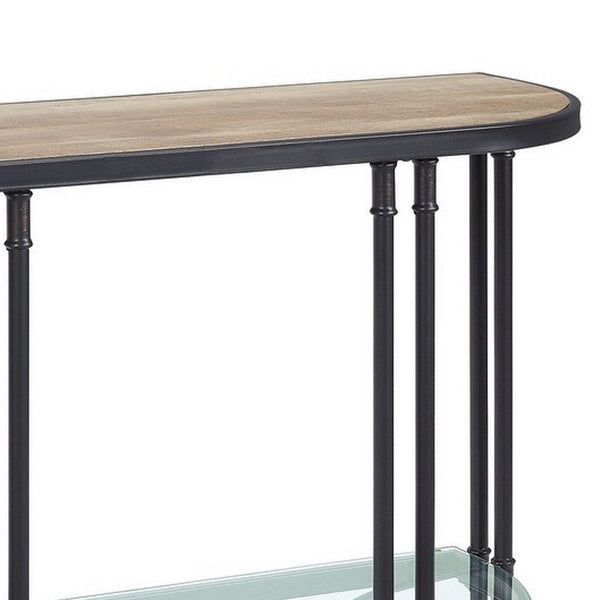 Ley 47 Inch Wood Sideboard Console Sofa Table, Industrial Design, Oak - BM276292