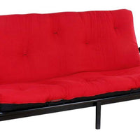 Nab Full Size Futon Mattress, Tufted, Poplin Fabric, Red, Black - BM276297