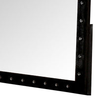 44 Inch Wall Mirror, Velvet Wrapping, Button Tufting, Black - BM276343