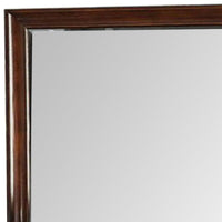 44 Inch Wall Mirror, Molded Trim, Rectangular Wood Frame, Cherry Brown - BM276345