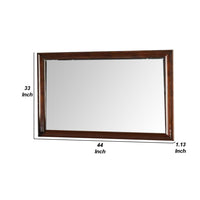 44 Inch Wall Mirror, Molded Trim, Rectangular Wood Frame, Cherry Brown - BM276345