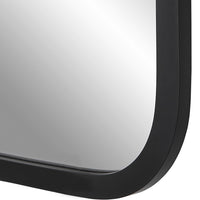 30 Inch Wood Rectangular Wall Mirror, Rounded Corners, Black - BM276682