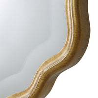 33 Inch Wood Wall Mirror, Elongated Quatrefoil, Gold - BM276683